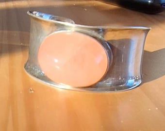 Large Modern Rose Quartz Bangle Bracelet
