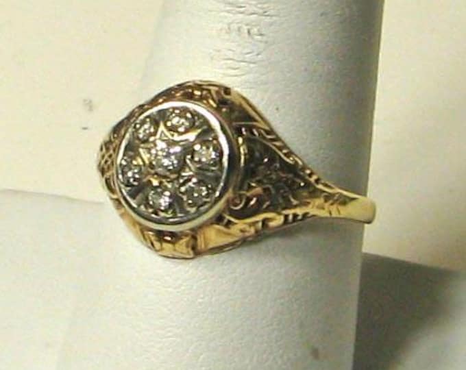 14K Yellow and White Gold Topped Diamond Ring