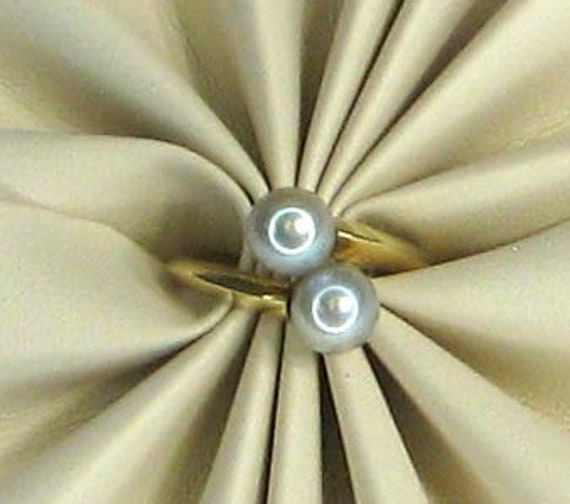 Beautiful Bluish Gray Double Pearl Ring - image 5
