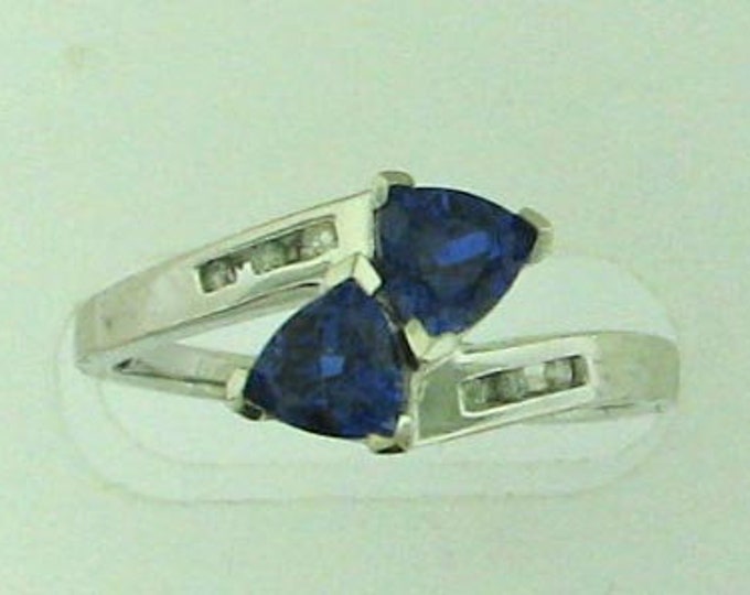 White gold Lab Created Sapphire and Diamond Ring