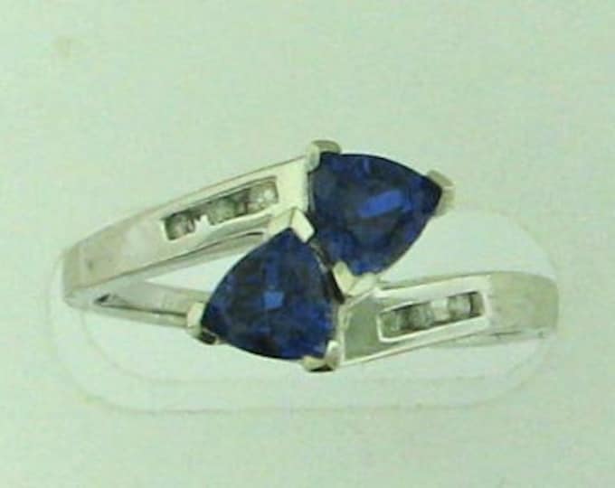 White gold Lab Created Sapphire and Diamond Ring