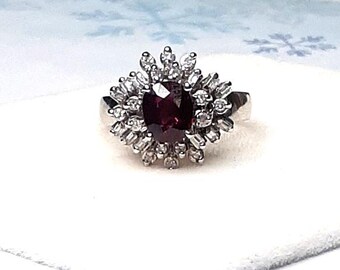 18K White Gold Natural Ruby and Diamond Ballerina Ring