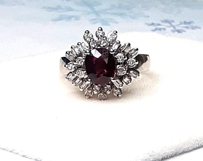 18K White Gold Natural Ruby and Diamond Ballerina Ring