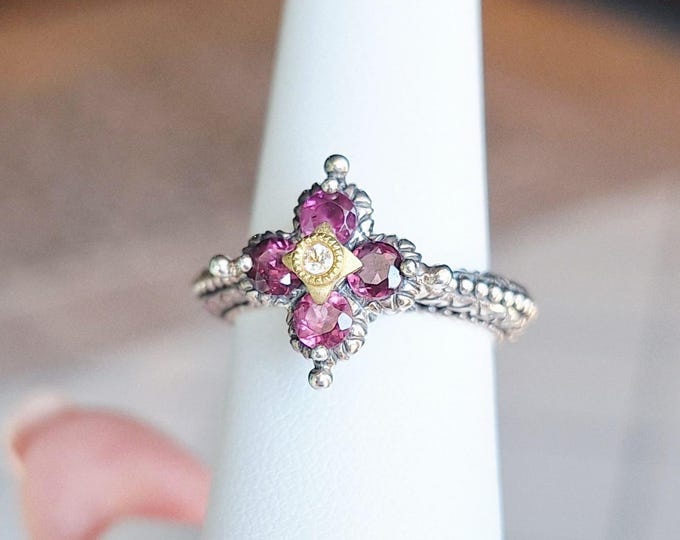 Barbara Bixby Fancy Sterling Silver Amethyst 18K topped ring