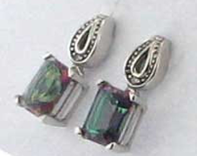 ADORABLE White Gold Mystic Topaz Dangle Earrings