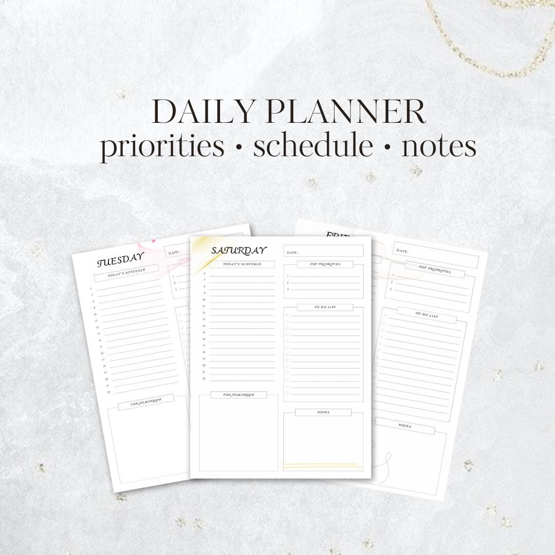 Minimal Pastel Daily Planner – Printable Elegant Daily Schedule for ...