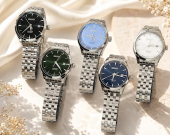 Gerenoveerd automatisch Seiko Selection Spirit-horloge, vintage mechanisch stalen herenpolshorloge