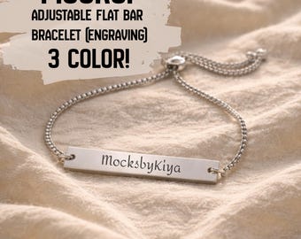 Adjustable Bar Bracelet Mockup | Engraving Preview Template | Minimalist Jewelry Mockup| 3 colors
