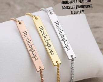 Flat Bar Bracelet Engraving Display Mockup | 2 Bracelet mockups