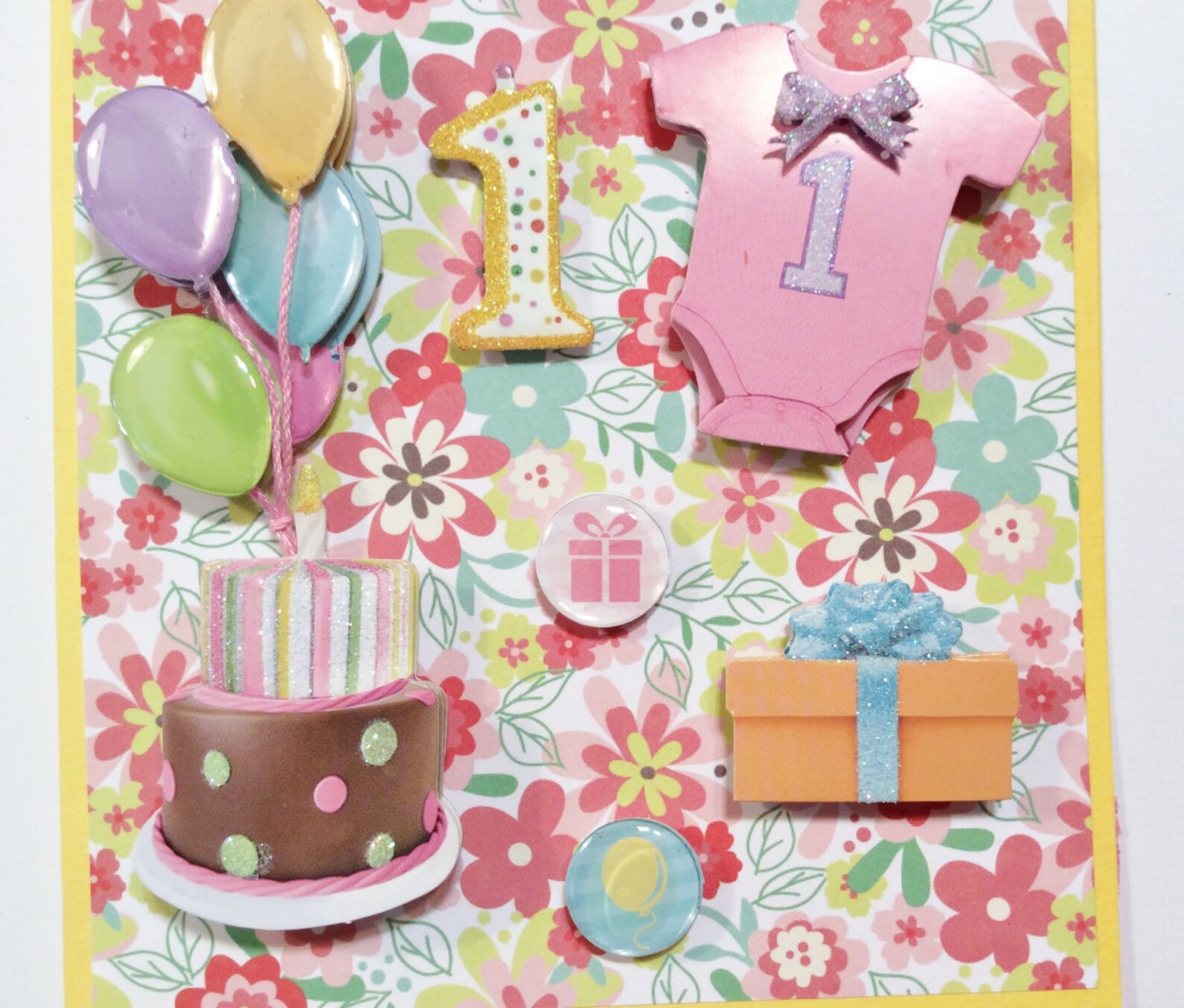 Baby 1st Birthday Card 5 X 7 Embellishments My First Etsy