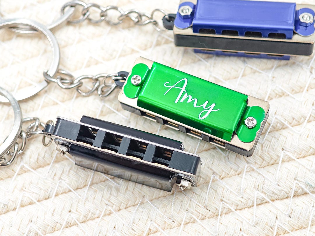 Custom Laser Engraved Harmonica Keychain | Playable Mini Music Keychain ...
