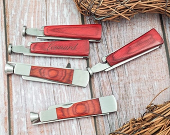 Juego de herramientas personalizadas para limpiar pipas con grabado, mango de madera, 2 estilos, prensador, escariador, punzón, accesorio para fumadores, regalo para él.