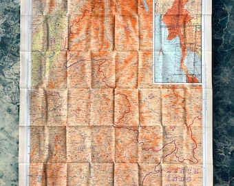WW2 Escape Map Double Sided Sheets 44A & 44B Burma, Siam, Indo-China, China
