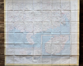 British Military Cloth Map – Hong Kong & Canton – GSGS – 1957