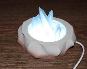 Crystal Lamp Base with LED Option — Fantasy Crystal Light, Ambient Desk Lamp, 3D Printed Decor