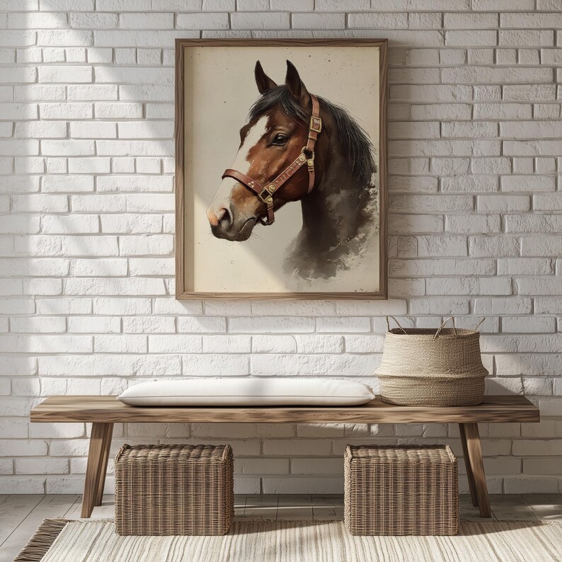 Rustic Horse Design Vintage Horse Portrait Printable - Classic Equestrian Decor, Rustic ...