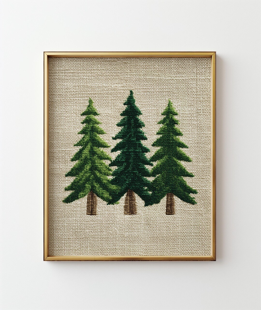 Vintage Pine Trees Embroidery Art - Rustic Nature-inspired Printable ...