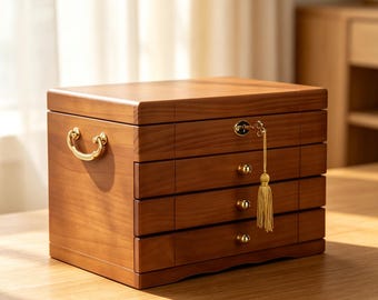 Bristlecone Pine Wood Jewelry Box With Two Hidden Drawers Made in