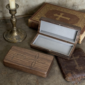 Custom Rustic Wood Keepsake Box–Baptism Christening Confirmation 1st Communion Gift for Baby–Engraved Wood Chest for Godparents,Godfather