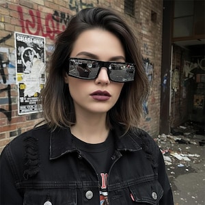 Okulary przeciwsłoneczne Y2K Shield – Cyberpunk Visor, Festival Rave