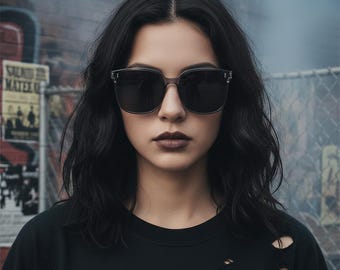 Übergroße quadratische Sonnenbrillen Damen | Schwarzer Farbverlauf Y2K Shades | Trendige Unisex Festival Brille
