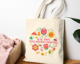 BCBA RBT Tote Bag | We All Thrive Under Different Conditions | ABA Therapist Gift