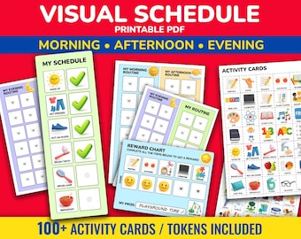 Visual Schedule Printable, Routine Chart + 100 Activity Cards, for rbt, BCBA, ABA Therapy, Autism