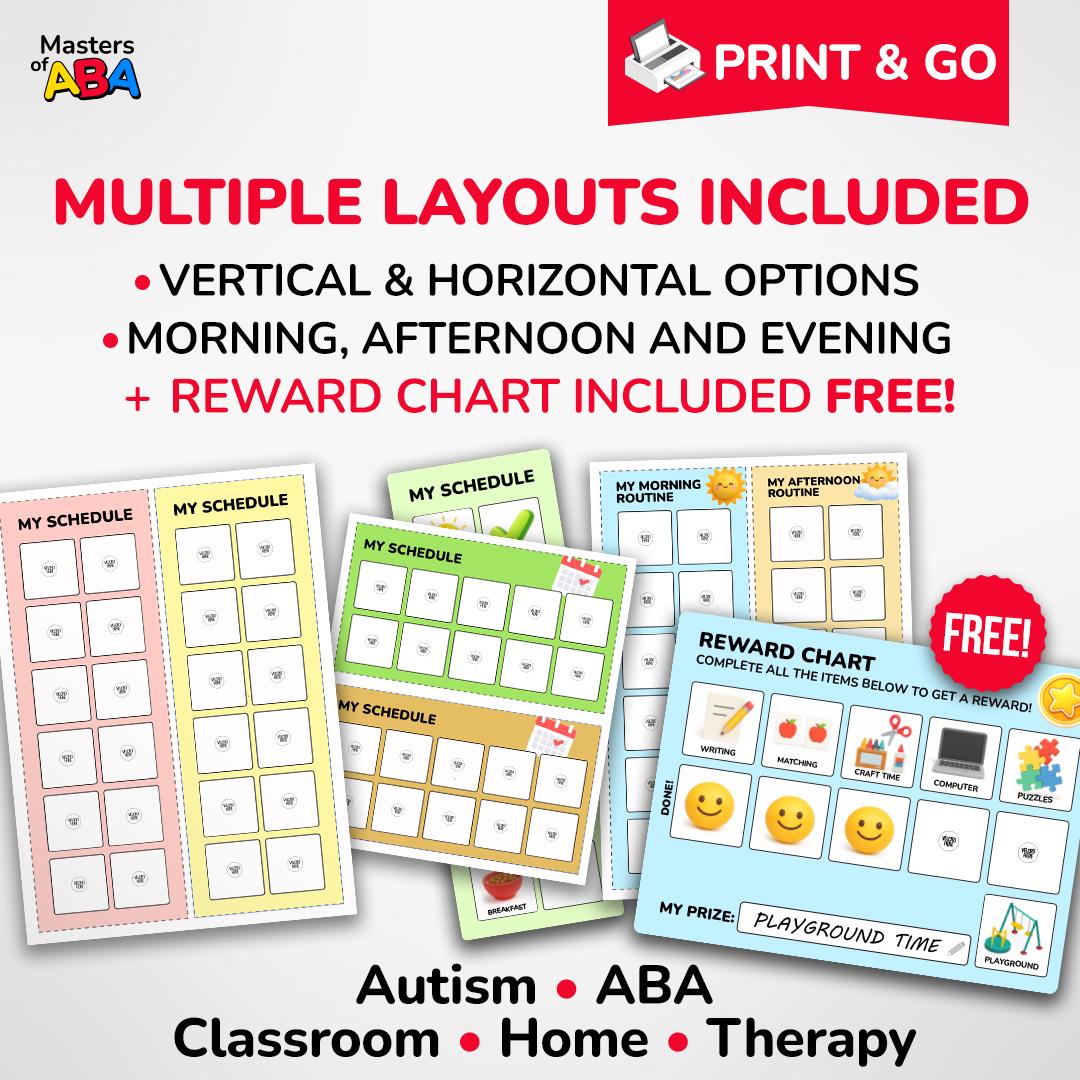 Visual Schedule Printable, Routine Chart + 100 Activity Cards, for Rbt ...