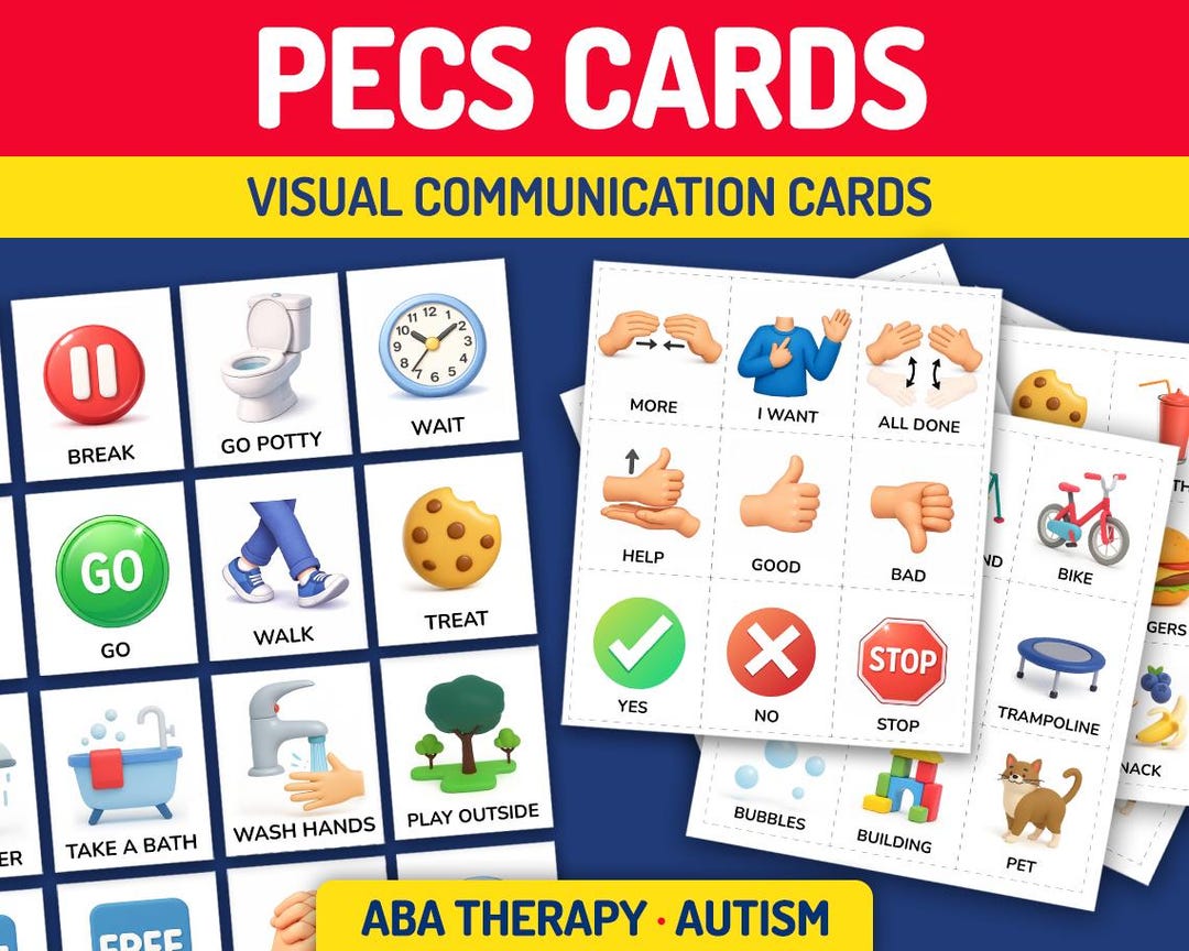 PECS Cards Pack, Printable Visual Communication Cards for ABA Therapy ...
