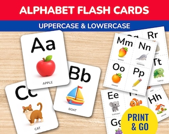 Alphabet Flash Cards A–Z, Uppercase and Lowercase, Early Literacy & Phonics, Reading Learning