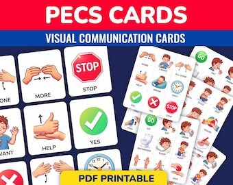PECS-kaartenpakket, visuele communicatiekaarten voor ABA, autisme en non-verbaal, visuele ondersteuningskaarten, afdrukbaar
