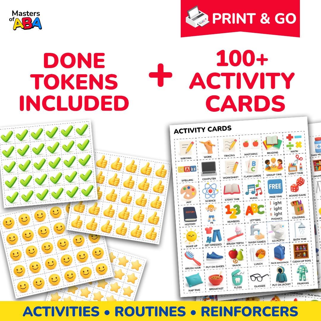 Visual Schedule Printable, Routine Chart + 100 Activity Cards, for Rbt ...