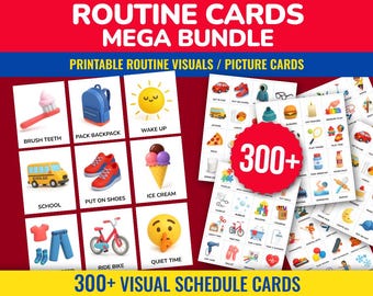 Mega Bundle di schede di routine con oltre 300 schede di attività di programmazione visiva per ABA e autismo, ideali per First Then o Token Board