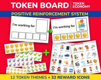 Token Board Printable, Autism Reinforcement System, ABA Therapy materials, Autism Visual Support