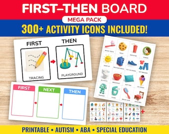 First Then Board Visual Schedule MEGA PACK 300+, PDF Printable, Aba Therapy