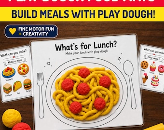 Spielmatten zum Ausdrucken: Essen gestalten | Mahlzeit gestalten | Frühstück, Mittagessen, Abendessen | Feinmotorische Aktivität für Vorschulkinder