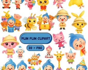 Plim Plim PNG Clipart | Cartoon Character PNG | Kids Birthday Printable | Nursery Wall Art | Digital Download | Sublimation Design