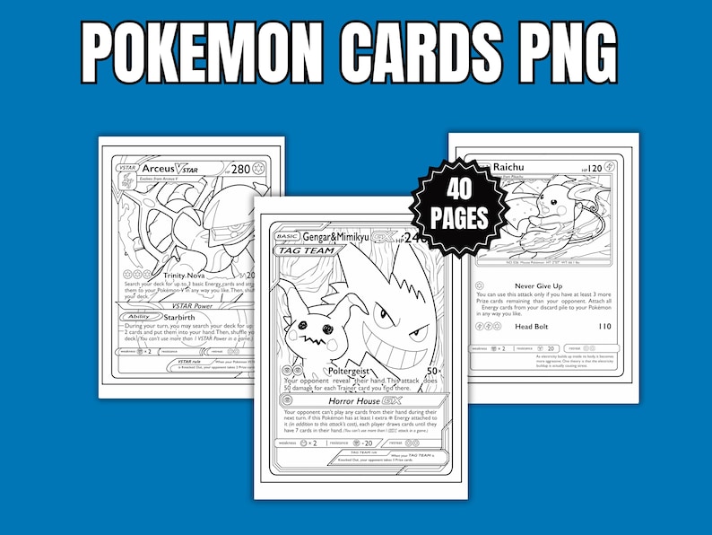 Printable Pokémon Cards Coloring Book – 40 Cute and Simple Pokémon ...