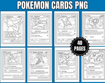 Libro da colorare con carte Pokémon stampabili – 40 pagine Pokémon carine e semplici – Attività di download digitale per bambini e fan