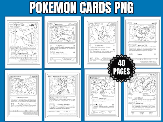 Printable Pokmon Cards Coloring Book  40 Cute and Simple Pokmon Pages   Digital Download Activity for Kids & Fans - Etsy