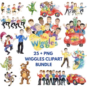 The Wiggles Watercolor Clipart Bundle PNG | Cute Kids Cartoon Characters | Party Decorations, Stickers, Sublimation, Digital Download