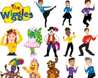 14 Wiggles Characters PNG Bundle – Colorful Music Party Clipart Set, Transparent Background, High Resolution Digital Download