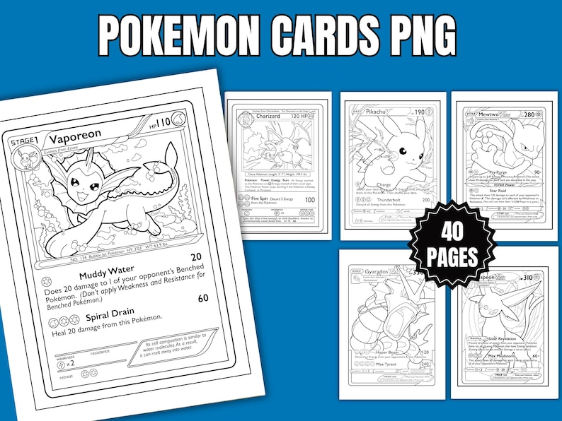 Printable Pokémon Cards Coloring Book – 40 Cute and Simple Pokémon ...