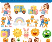 Ms Rachel watercolor PNG Clipart Bundle | Kids Learning Cartoon Toddler Party Decor (Digital Download)