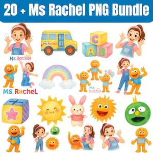 Ms Rachel watercolor PNG Clipart Bundle | Kids Learning Cartoon Toddler Party Decor (Digital Download)