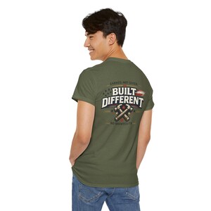 Built Different Tee | Blue Collar badge, crossed tools graphic