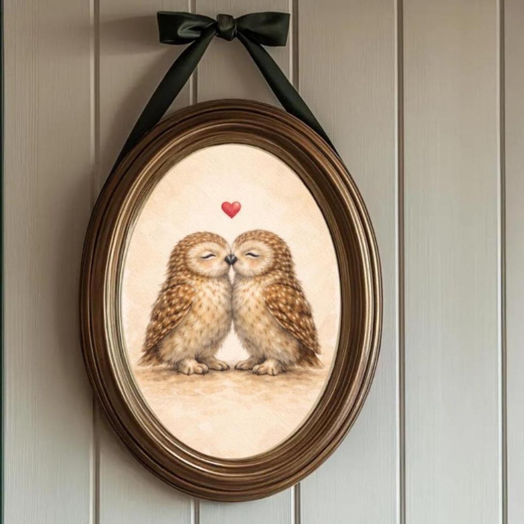 Owl Love Wall Art Printable, Cute Owl Couple Print, Romantic Nursery ...
