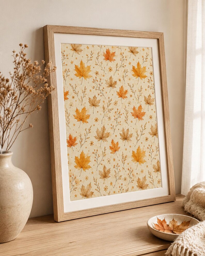 Autumn Leaves Seamless Pattern, Fall Digital Paper, Watercolor Maple ...