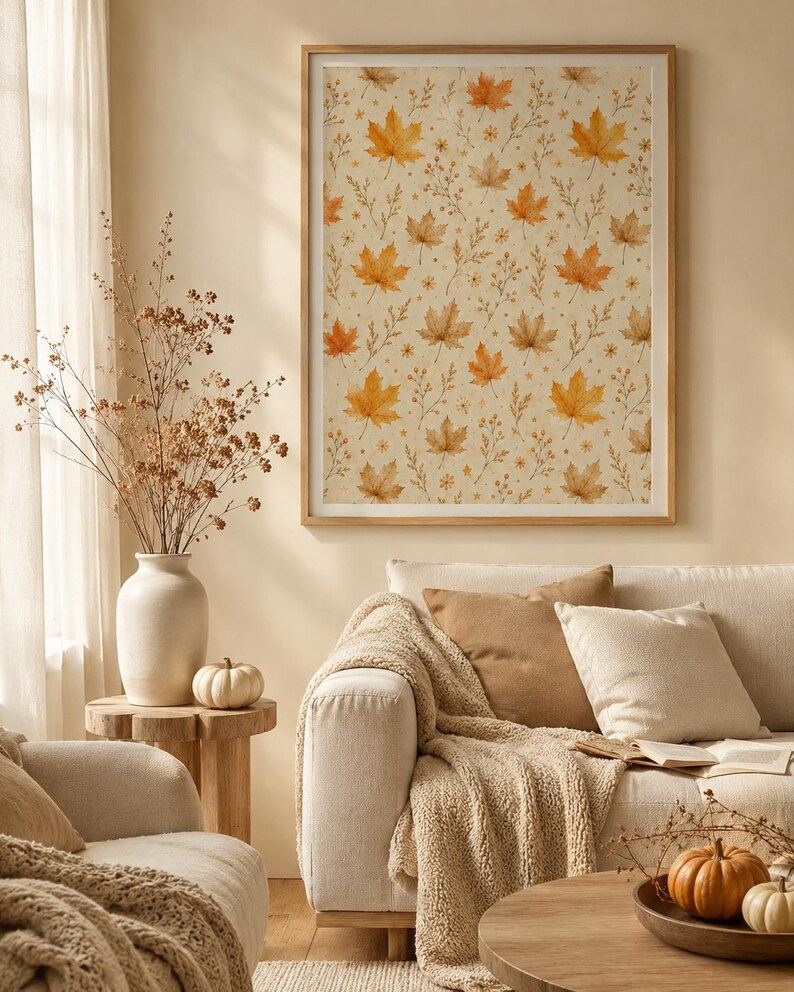 Autumn Leaves Seamless Pattern, Fall Digital Paper, Watercolor Maple ...
