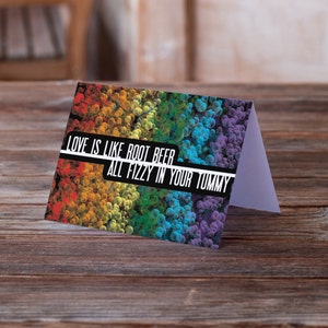 Tarjeta de felicitación: El amor te hace fizzy en la barriga - amor, aniversario, LGBT, Día de San Valentín